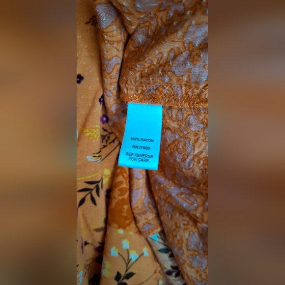 Cato floral ruffle sleeve rayon womens top size large patchwork print boho lagen - Picture 8 of 8